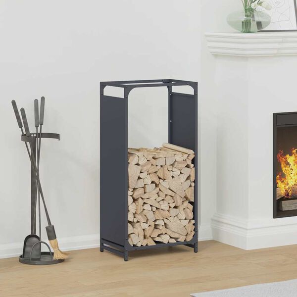vidaXL Portant de bois chauffage anthracite 44x28x90 cm