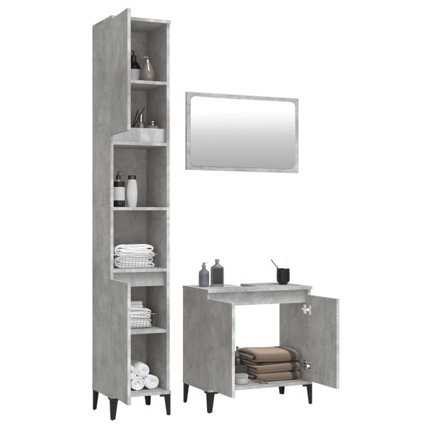 vidaXL Ensemble de meubles de salle de bain 3 pcs gris b&eacute;ton