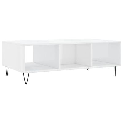 vidaXL Table basse blanc brillant 104x60x35 cm bois d'ingénierie