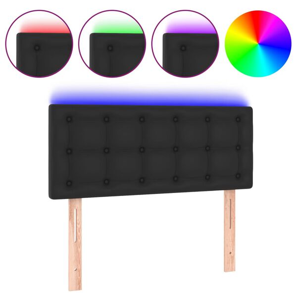 vidaXL T&ecirc;te de lit &agrave; LED Noir 80x5x78/88 cm Similicuir