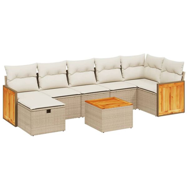 vidaXL Salon de jardin avec coussins 7 pcs beige résine tressée