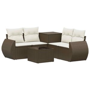vidaXL Ensemble de Canap&eacute;s 6 pc Marron et cr&egrave;me blanche