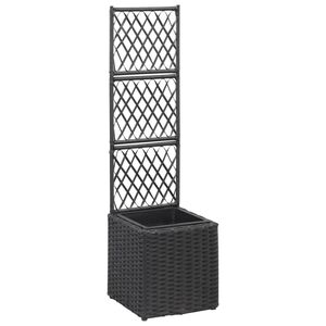 vidaXL Lit sur&eacute;lev&eacute; en treillis 1 pot 30x30x107cm R&eacute;sine tress&eacute;e Noir