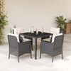 vidaXL Ensemble &agrave; manger de jardin coussins 5pcs Noir R&eacute;sine tress&eacute;e