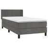 vidaXL Sommier &agrave; lattes de lit et matelas Gris fonc&eacute; 80x200 cm Velours