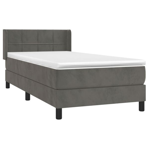 vidaXL Sommier &agrave; lattes de lit et matelas Gris fonc&eacute; 80x200 cm Velours