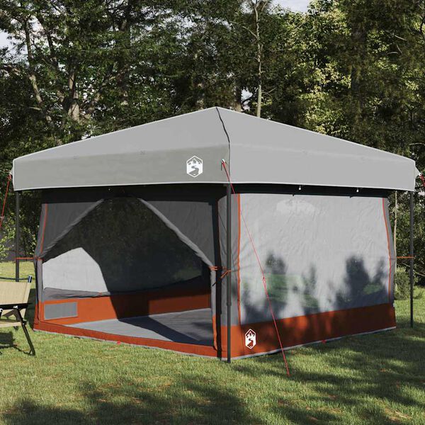 vidaXL Tente int&eacute;rieure avec toit Gris et orange 300 x 300 x 250 cm