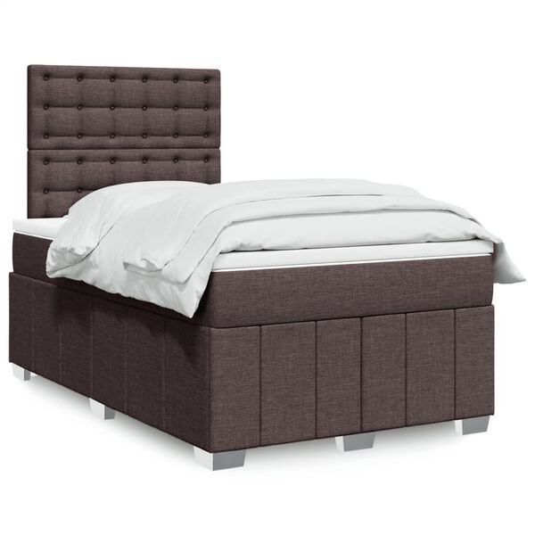 vidaXL Sommier &agrave; lattes de lit et matelas marron fonc&eacute; 120x190cm tissu