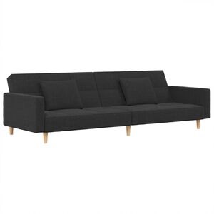 vidaXL Canap&eacute;-lit &agrave; 2 places avec deux oreillers Gris fonc&eacute; Tissu