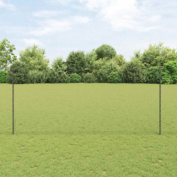 vidaXL Cl&ocirc;ture avec poteau Gris 1,4 x 100 m Acier et PVC