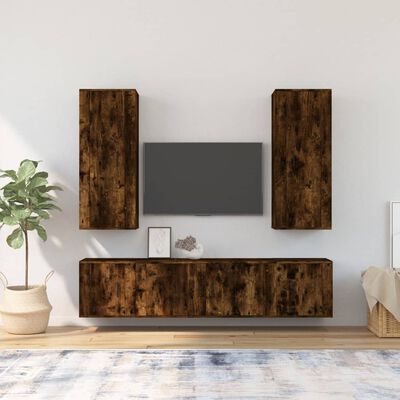 vidaXL Ensemble de meubles TV 5 pcs Chêne fumé Bois d'ingénierie