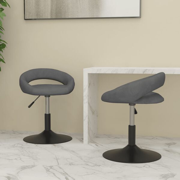 vidaXL Chaises pivotantes &agrave; manger lot de 2 Gris fonc&eacute; Velours