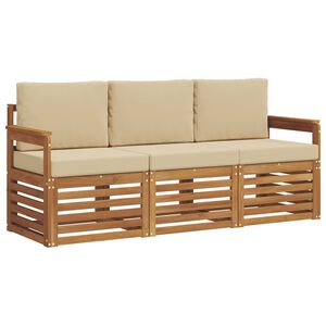 vidaXL Ensembles de canap&eacute;s 3 pc Naturel et Beige Bois d'Acacia Massif