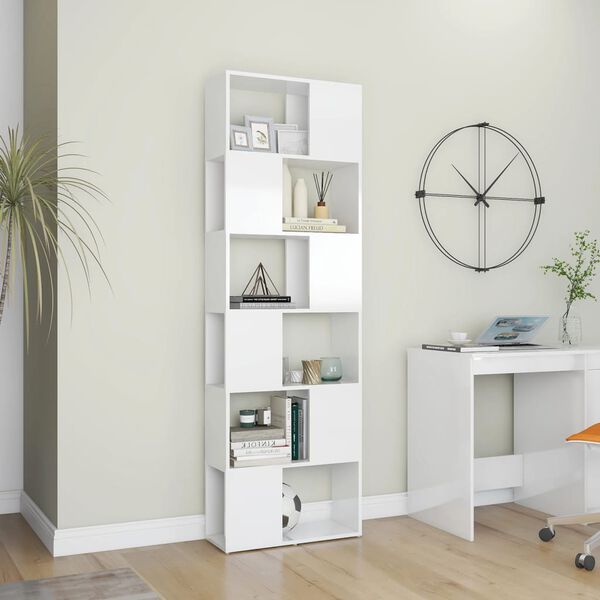vidaXL Biblioth&egrave;que/S&eacute;parateur de pi&egrave;ce Blanc brillant 60x24x186 cm