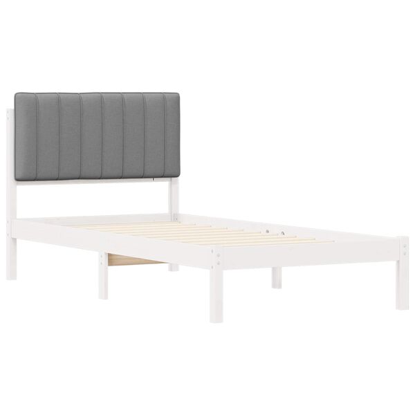 vidaXL Cadre de lit avec t&ecirc;te de lit rembourr&eacute;e Gris clair 90 x 190 cm