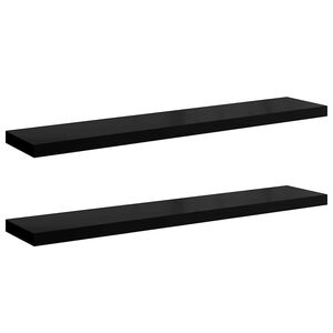 vidaXL &Eacute;tag&egrave;re murale flottante 2 pcs Noir brillant 120x23,5x3,8cm MDF