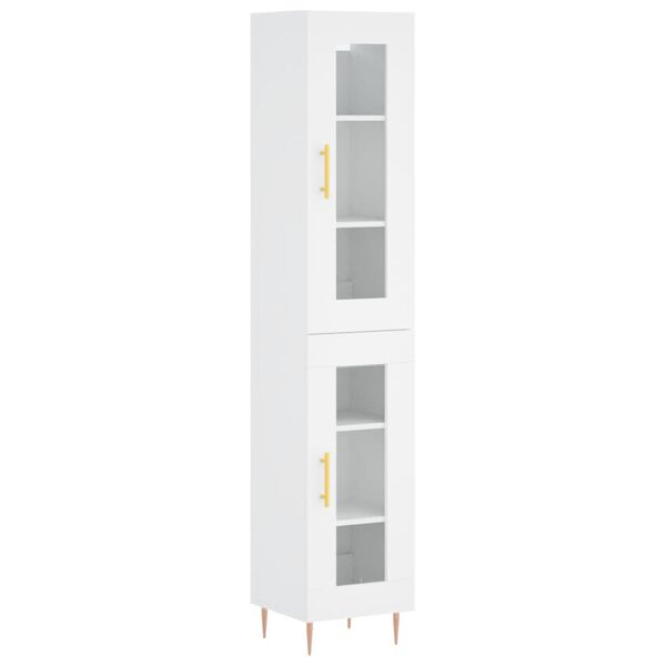 vidaXL Buffet haut Blanc 34,5x34x180 cm Bois d'ing&eacute;nierie