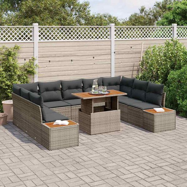 vidaXL Ensemble de salle à manger pour jardin 10 pcs Gris et marron