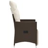 vidaXL Chaise inclinable de jardin avec coussins marron r&eacute;sine tress&eacute;e