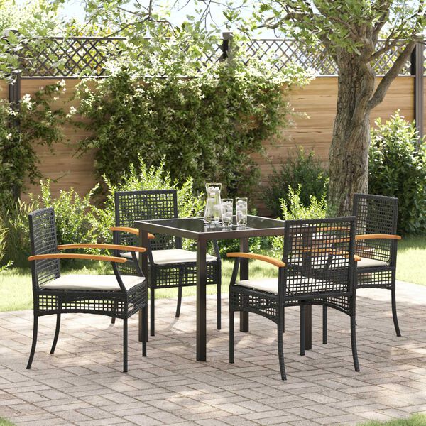 vidaXL Ensemble de salle &agrave; manger pour jardin 5 pcs Noir polyrotin