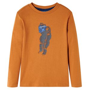 vidaXL T-shirt enfants &agrave; manches longues ocre fonc&eacute; 128