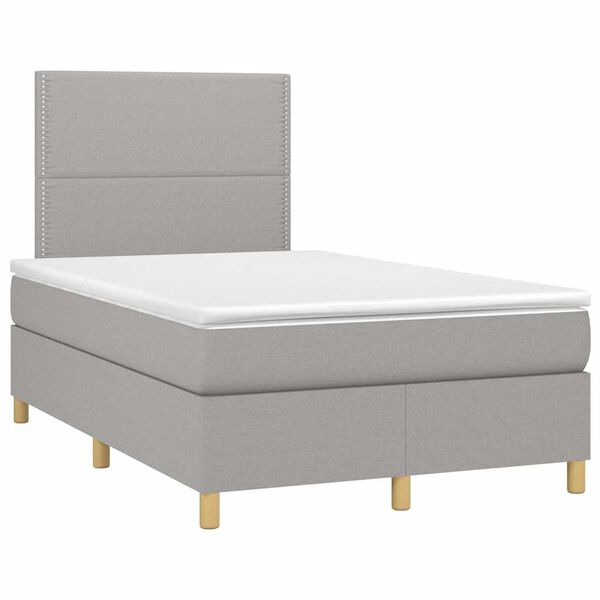 vidaXL Sommier &agrave; lattes de lit matelas LED gris clair 120x190 cm tissu
