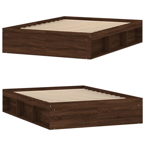 vidaXL Cadre de lit ch&ecirc;ne marron 135x190 cm double