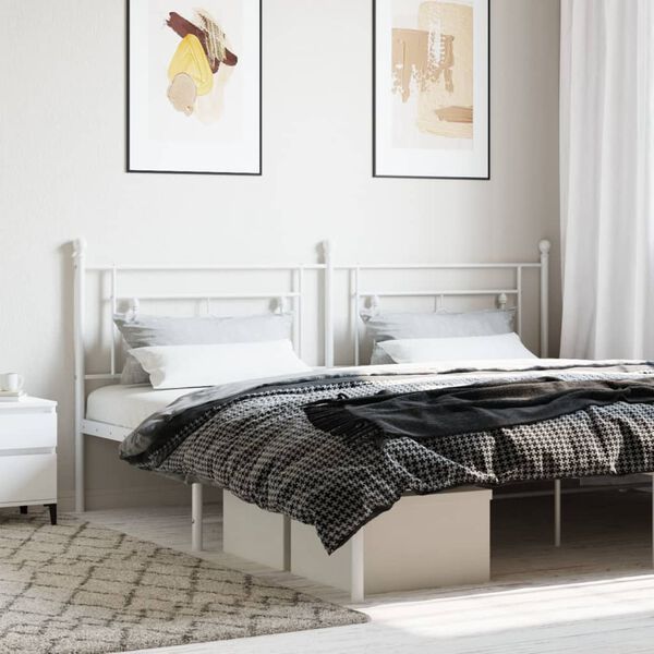 vidaXL T&ecirc;te de lit m&eacute;tal blanc 193 cm