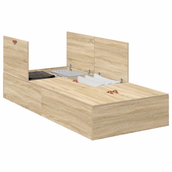 vidaXL Cadre de lit avec rangement Ch&ecirc;ne Sonoma 70 x 190 cm
