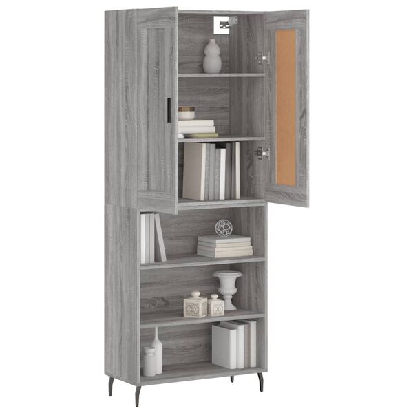 vidaXL Buffet haut Sonoma gris 69,5x34x180 cm Bois d'ing&eacute;nierie