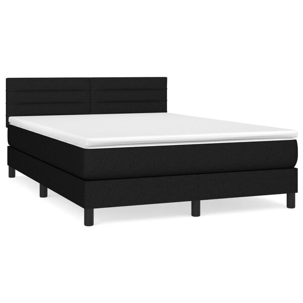 vidaXL Sommier &agrave; lattes de lit avec matelas Noir 140x200 cm Tissu