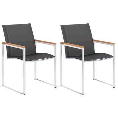 vidaXL Chaises de jardin lot de 2 Textilène et acier inoxydable Gris