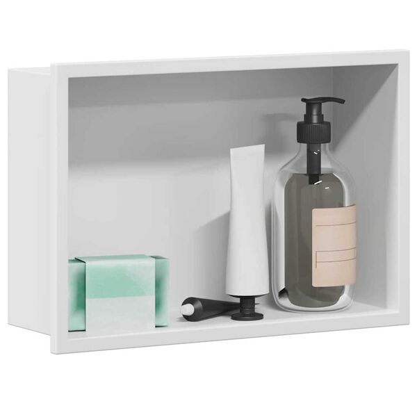vidaXL Niche de Douche Blanc 30 x 20 x 9.5 cm Acier inoxydable
