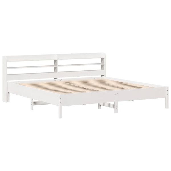 vidaXL Cadre de lit sans matelas blanc 200x200 cm bois massif de pin