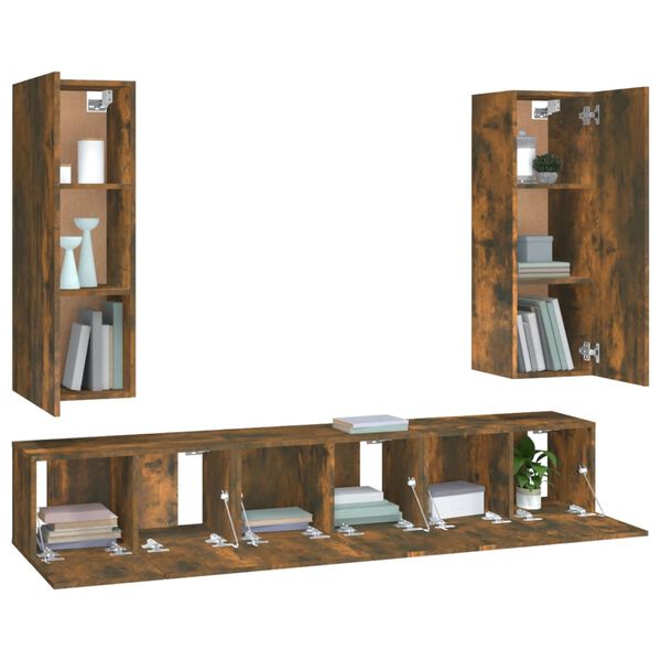 vidaXL Ensemble de meubles TV 5 pcs Ch&ecirc;ne fum&eacute; Bois d'ing&eacute;nierie
