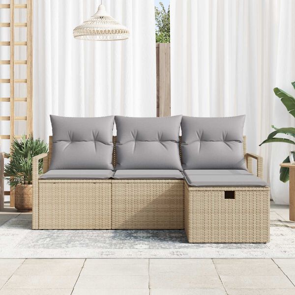 vidaXL Ensemble de Canap&eacute;s 4 pcs Beige et Gris clair polyrotin