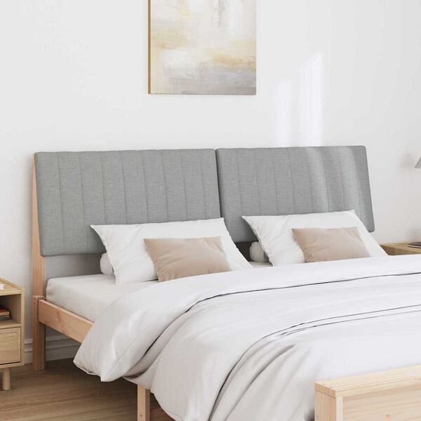vidaXL T&ecirc;te de lit capitonn&eacute;e Gris clair 180 cm Pin massif