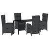 vidaXL Ensemble de salle &agrave; manger pour jardin 5 pc Noir polyrotin