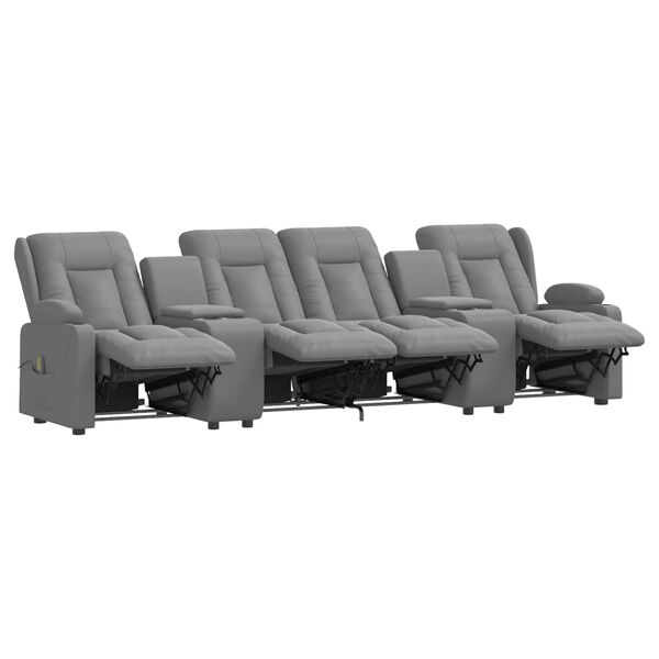 vidaXL Fauteuil inclinable et porte-gobelets 4 places gris similicuir