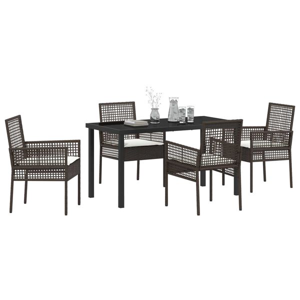 vidaXL Ensemble de salle &agrave; manger pour jardin 5 pcs Marron polyrotin