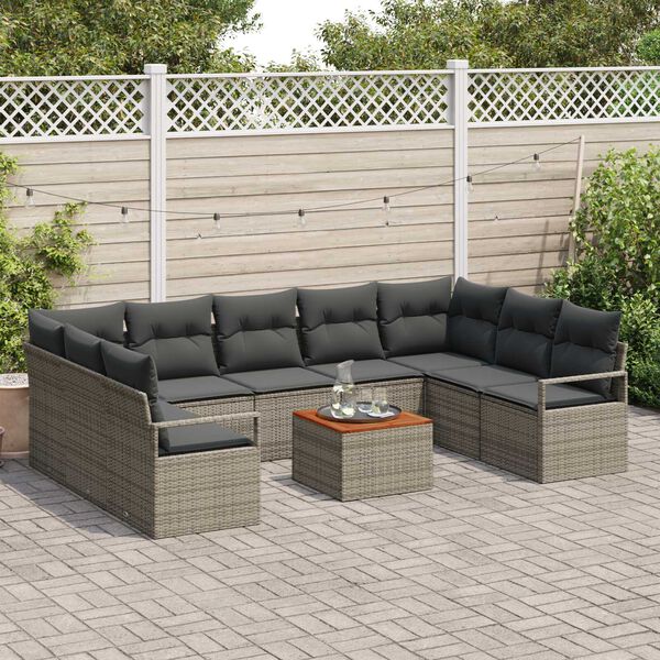 vidaXL Ensemble de canap&eacute; de jardin 10 pcs Gris polyrotin