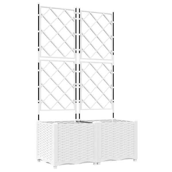 vidaXL Cache-pot de jardin 2 pcs Blanc 80 x 40 x 143 cm Acier