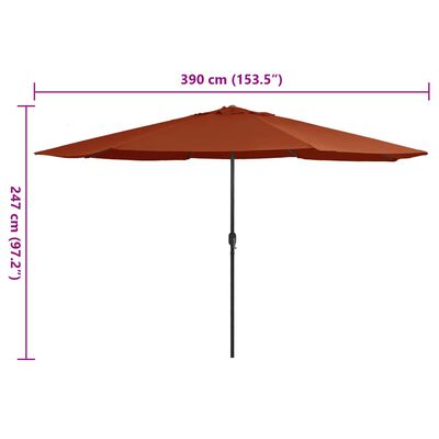 vidaXL Parasol de jardin avec mât en métal 390 cm terre cuite