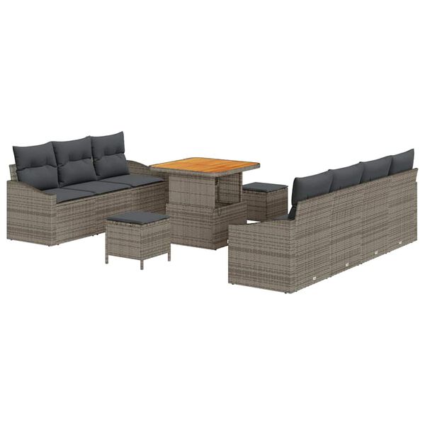 vidaXL Ensemble de canap&eacute; de jardin avec coussin 10 pcs Gris