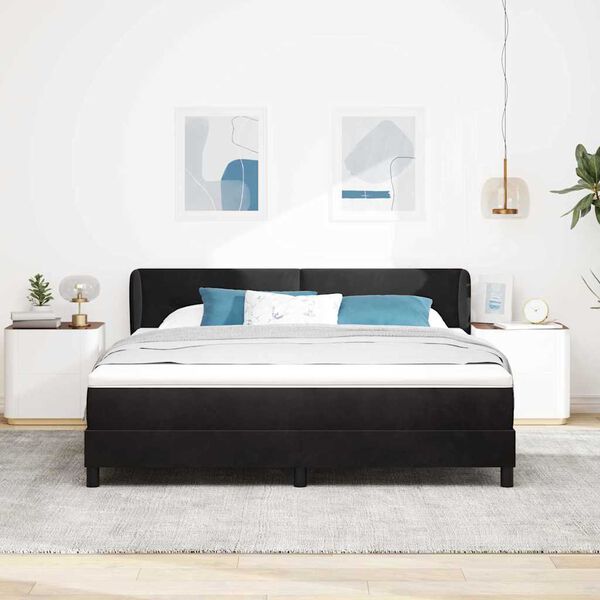 vidaXL Lit &agrave; ressorts avec matelas Noir 180 x 200 cm Velours