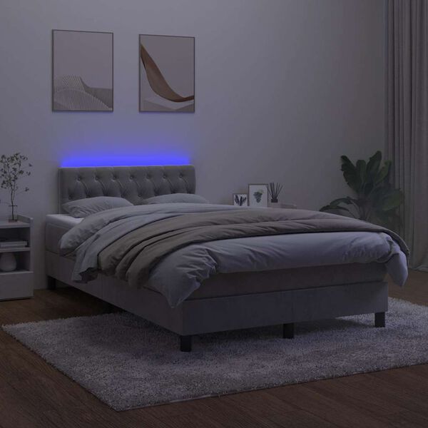 vidaXL Sommier &agrave; lattes de lit avec matelas LED gris clair 120x190 cm