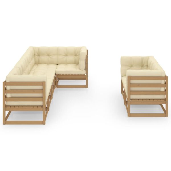 vidaXL Salon de jardin 7 pcs avec coussins Bois de pin massif