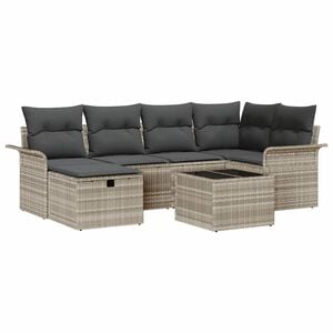vidaXL Ensemble de canap&eacute; de jardin 7 pc Gris clair polyrotin
