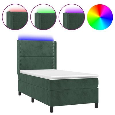 vidaXL Sommier à lattes de lit matelas LED Vert foncé 80x200cm Velours