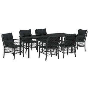 vidaXL Ensemble de salle &agrave; manger pour jardin 7 pcs Noir polyrotin
